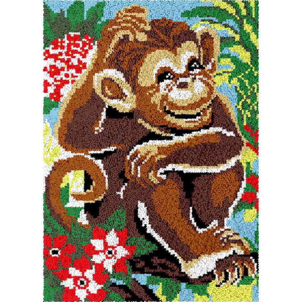 Happy Monkey - (23x33in - 60x85cm) - DIY Latch Hook Kit
