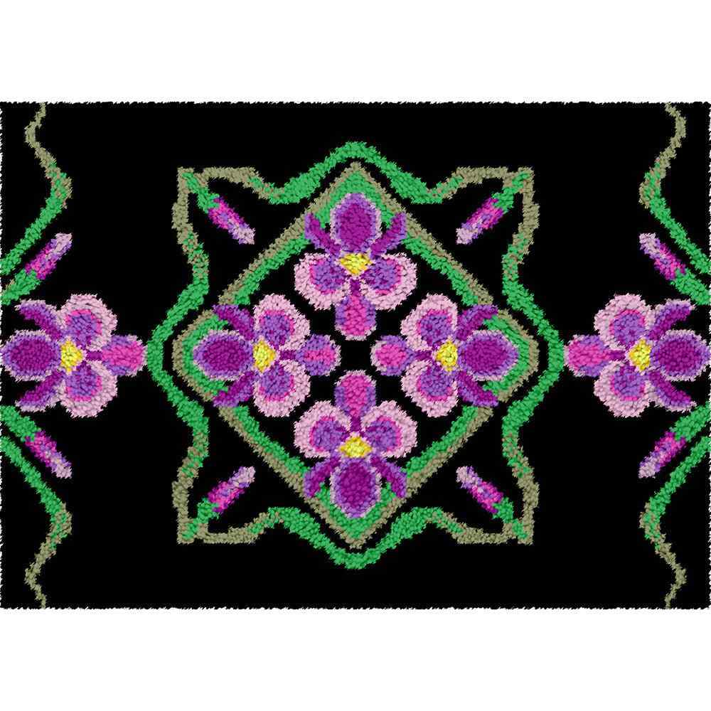 Purple Pattern - (33x23in - 85x60cm) - DIY Latch Hook Kit