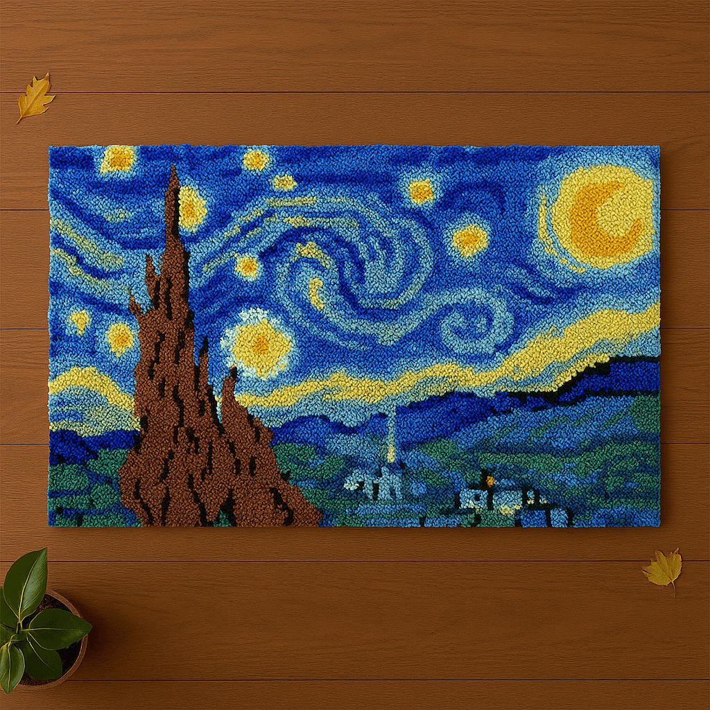 Starry Night - (33x23in - 85x60cm) - DIY Latch Hook Kit