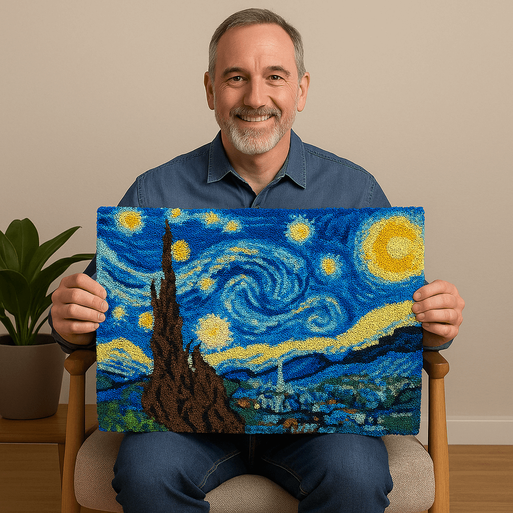 Starry Night - (33x23in - 85x60cm) - DIY Latch Hook Kit