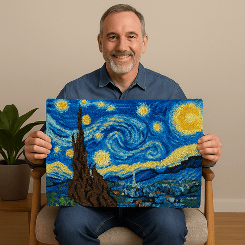 Starry Night - (33x23in - 85x60cm) - DIY Latch Hook Kit