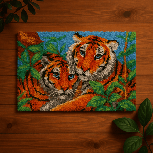 Tiger Parents - (16x24in - 40x60cm ) - DIY Latch Hook Kit