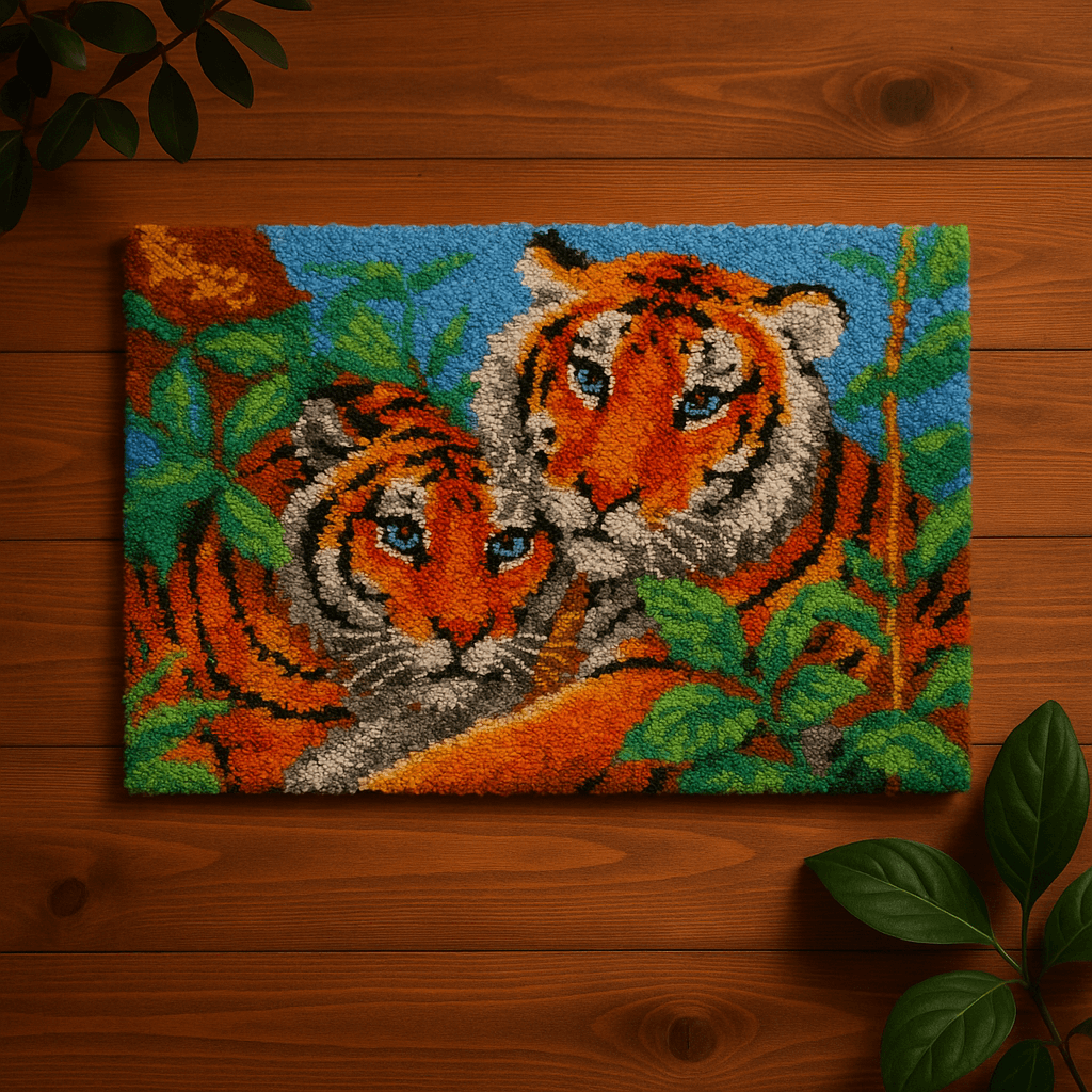 Tiger Parents - (16x24in - 40x60cm ) - DIY Latch Hook Kit