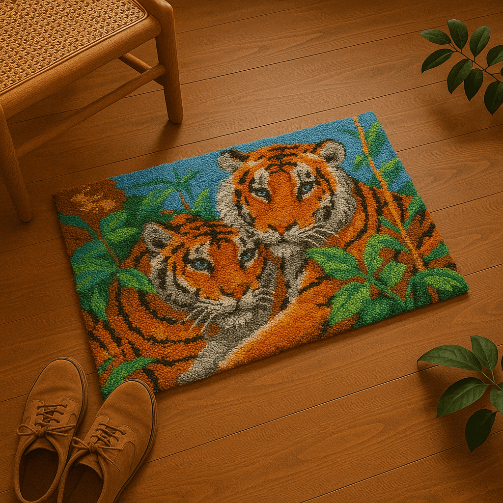 Tiger Parents - (16x24in - 40x60cm ) - DIY Latch Hook Kit