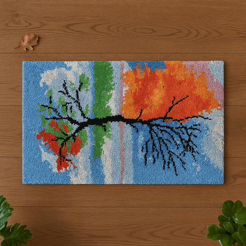 Season Trees - (23x33in - 60x85cm) - DIY Latch Hook Kit