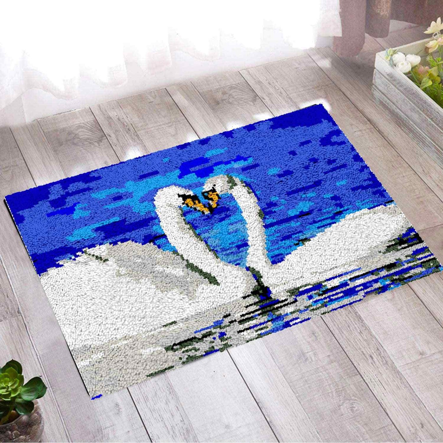 Swan Lovers - (33x23in - 85x60cm) - DIY Latch Hook Kit