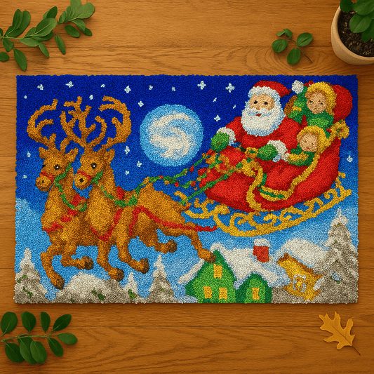 Santa's Sleigh - (33x23in - 85x60cm) - DIY Latch Hook Kit