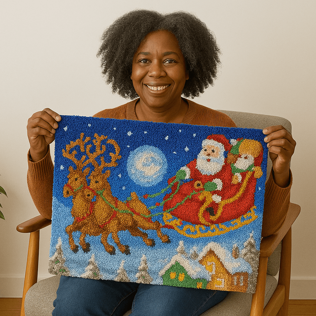 Santa's Sleigh - (33x23in - 85x60cm) - DIY Latch Hook Kit