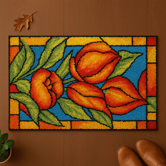 Red Bell Flower - (16x24in - 40x60cm ) - DIY Latch Hook Kit