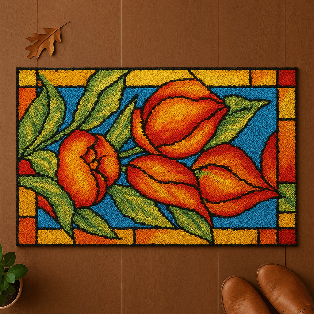 Red Bell Flower - (23x33in - 60x85cm) - DIY Latch Hook Kit