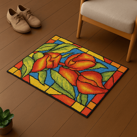 Red Bell Flower - (23x33in - 60x85cm) - DIY Latch Hook Kit