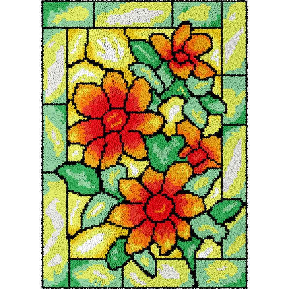 Elegant Flowers - (23x33in - 60x85cm) - DIY Latch Hook Kit