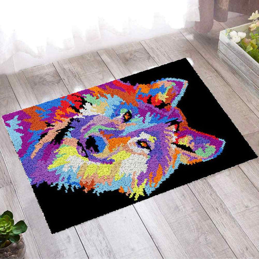 Abstract Wolf - (23x33in - 60x85cm) - DIY Latch Hook Kit