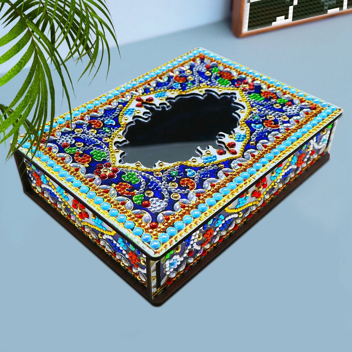 Wood Box Organizer with Mirror - Diamond Painting Accessories