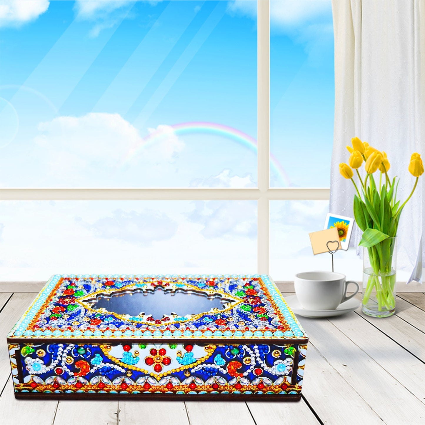 Wood Box Organizer with Mirror - Diamond Painting Accessories