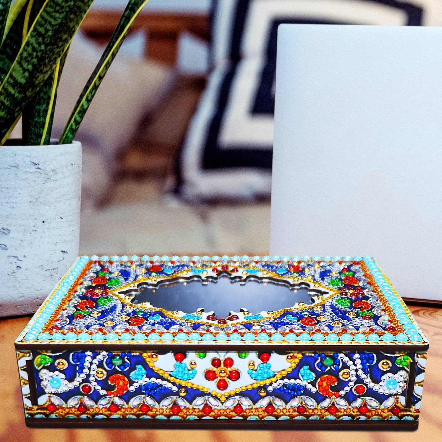 Wood Box Organizer with Mirror - Diamond Painting Accessories