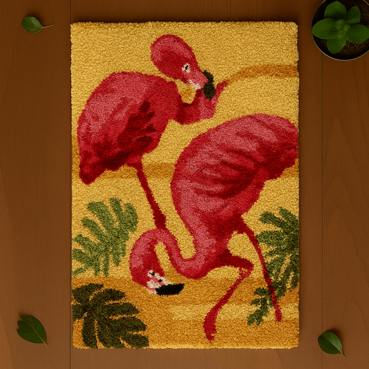 Flamingo Rug - (16x20in - 40x50cm) - DIY Latch Hook Kit