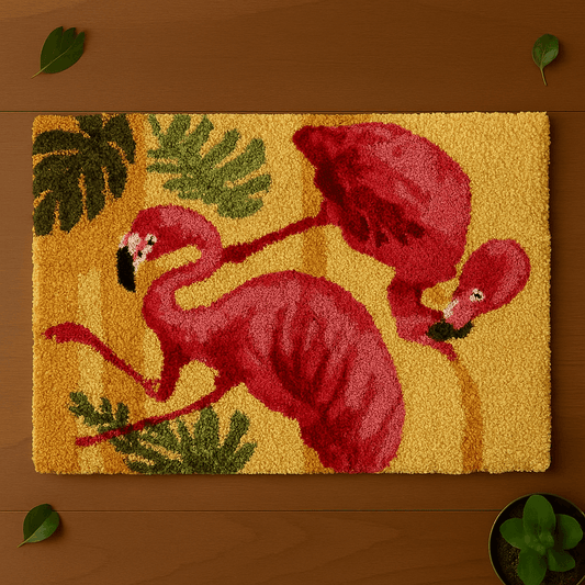 Flamingo Rug - (16x20in - 40x50cm) - DIY Latch Hook Kit