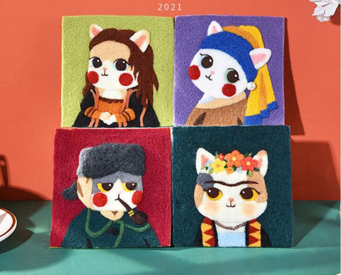 Vincent Van Gogh Cat - DIY Felt Painting Kit