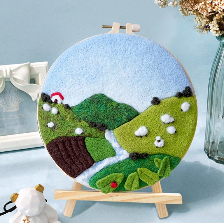 Grassland with River - DIY Felt Painting Kit