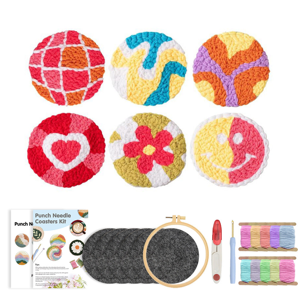 Pink Dreams - Punch Needle Coaster (6-Piece Set)