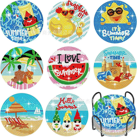 Summer 8-pack - Diamond Painting Coasters