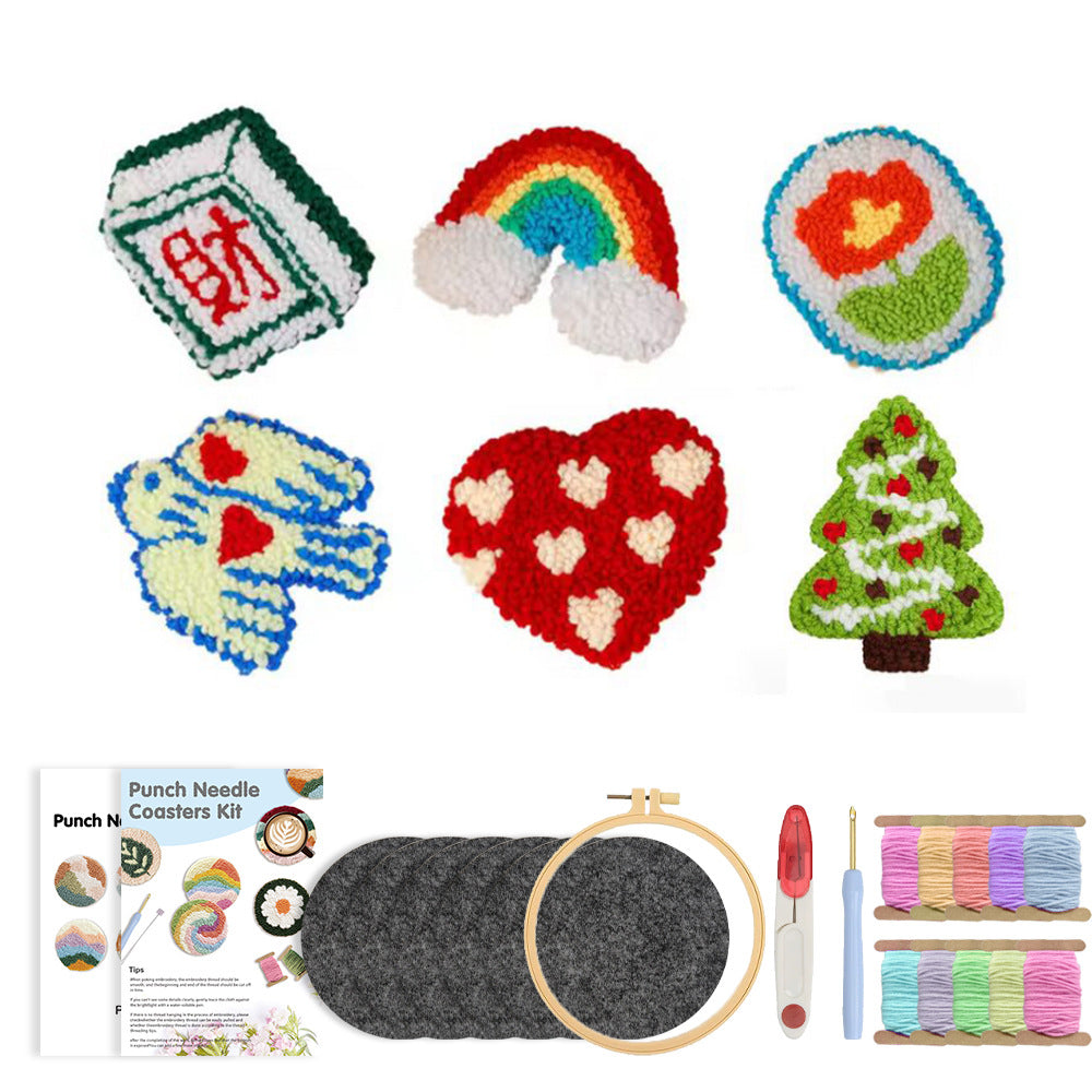 Vibrant Joy - Punch Needle Coaster (6-Piece Set)