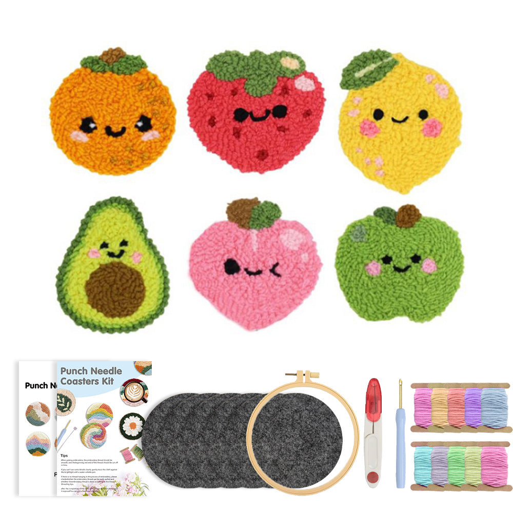 Sweet Fruits - Punch Needle Coaster (6-Piece Set)