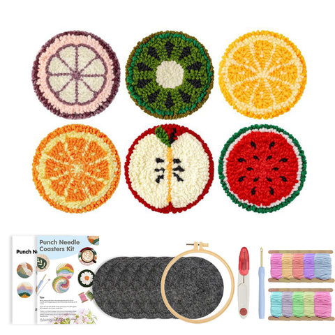 Sliced Fruits - Punch Needle Coaster (6-Piece Set)