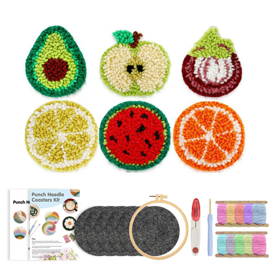 Tropical Fruits - Punch Needle Coaster (6-Piece Set)