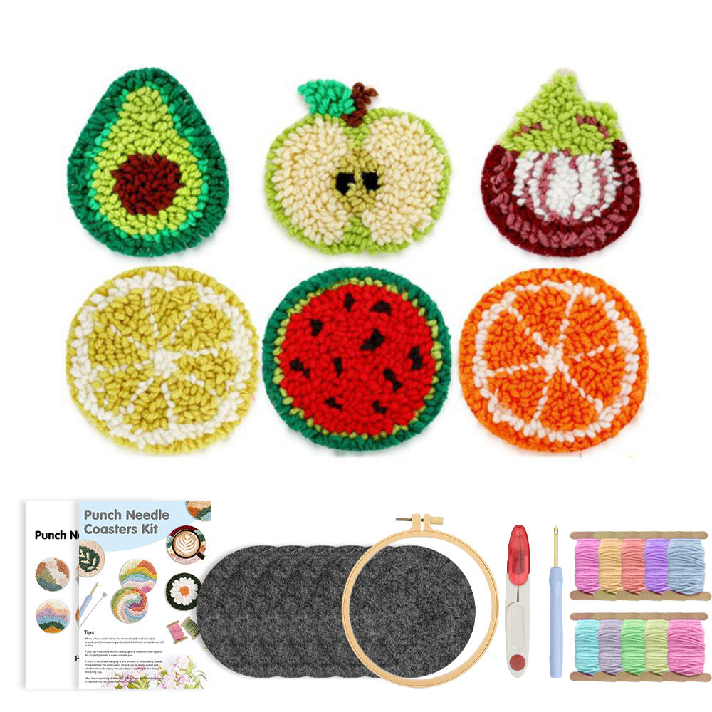 Tropical Fruits - Punch Needle Coaster (6-Piece Set)