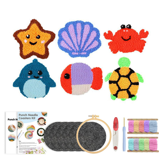 Ocean Buddies - Punch Needle Coaster (6-Piece Set)