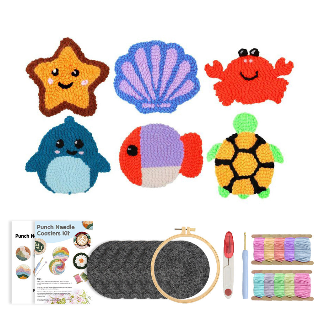 Ocean Buddies - Punch Needle Coaster (6-Piece Set)