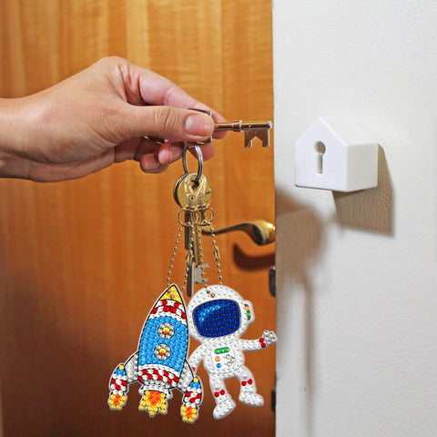 Astronaut and Rocket Keychain (5 pack) - Diamond Painting Accessories