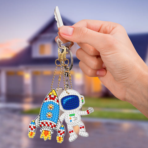 Astronaut and Rocket Keychain (5 pack) - Diamond Painting Accessories