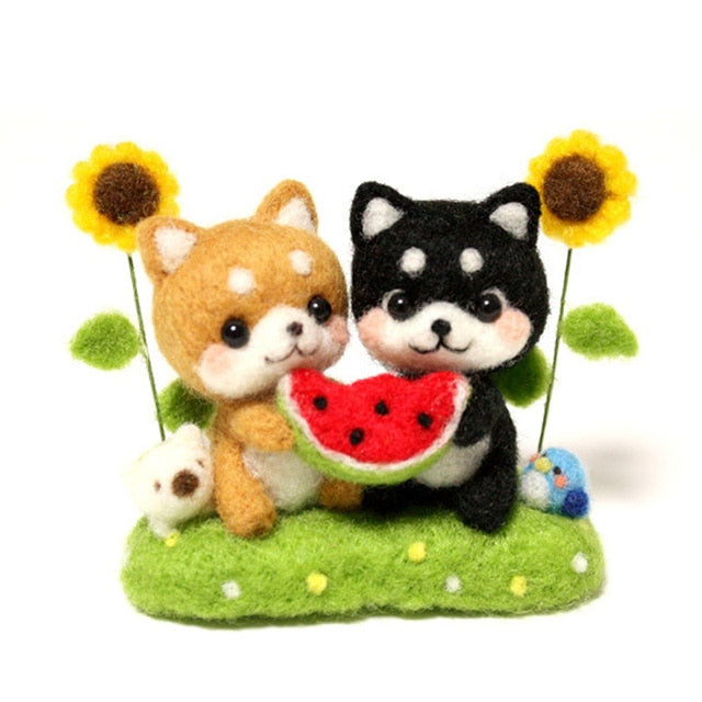 Dogs with Watermelon - DIY Felt Painting Kit