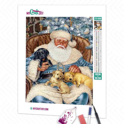 Santa with Puppies - DIY Diamond Painting Kit