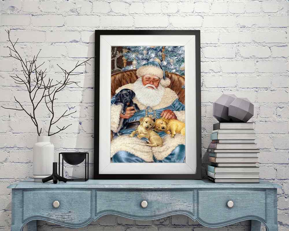 Santa with Puppies - DIY Diamond Painting Kit