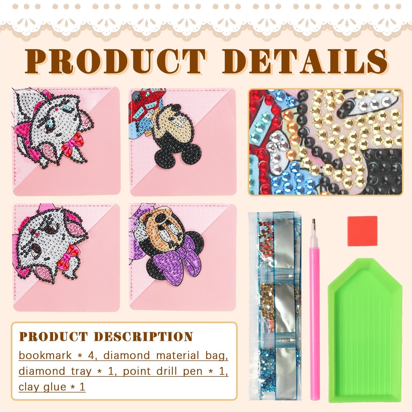 4pcs Cartoon Characters Corner Bookmarks