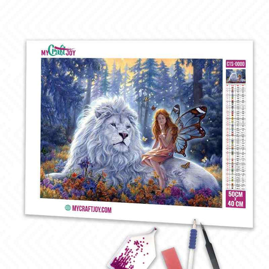 Lion and Fairy - DIY Diamond Painting Kit