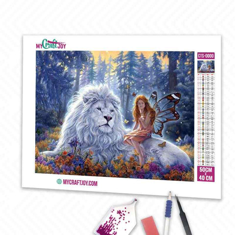 Lion and Fairy - DIY Diamond Painting Kit