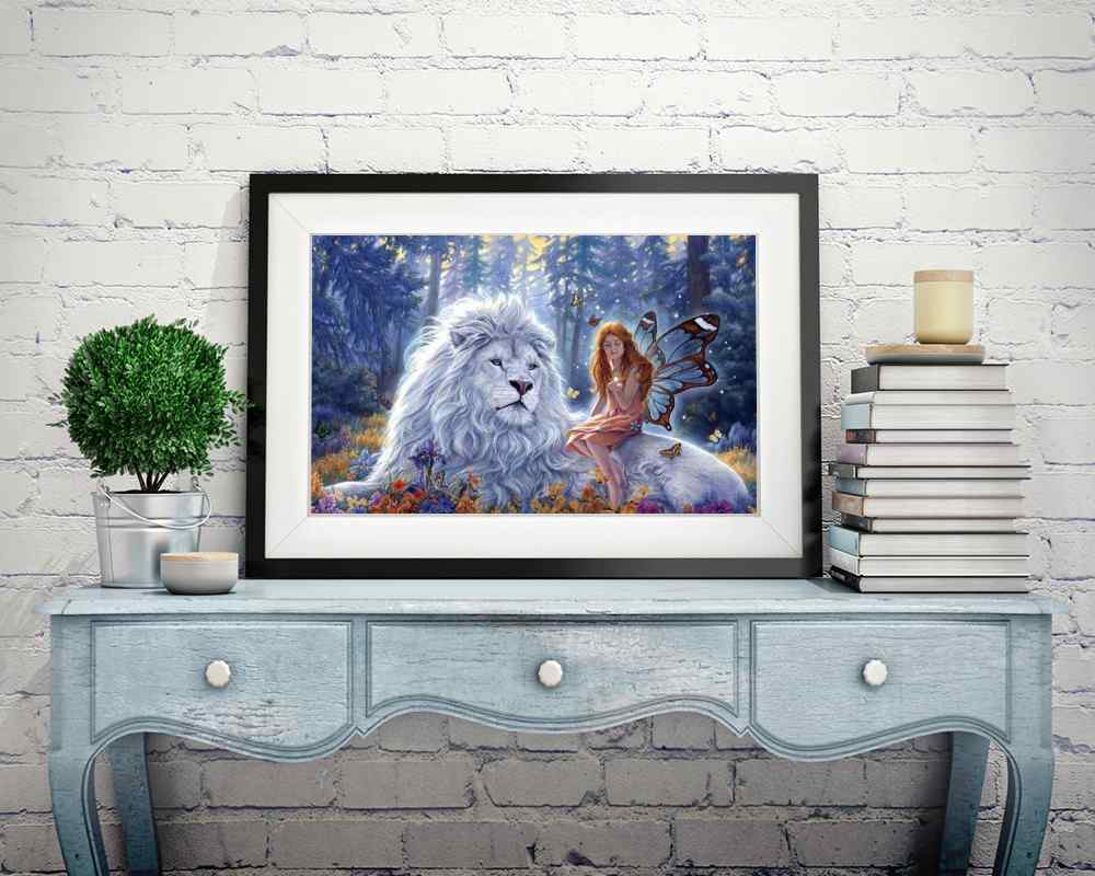 Lion and Fairy - DIY Diamond Painting Kit