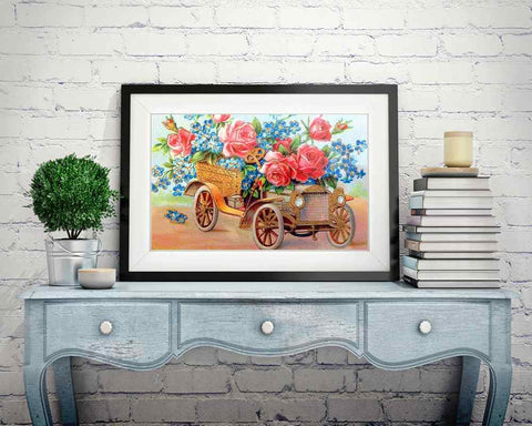 Flowers in the Car - DIY Diamond Painting Kit