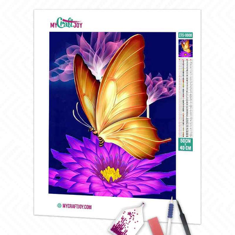 Butterfly on Flower - DIY Diamond Painting Kit