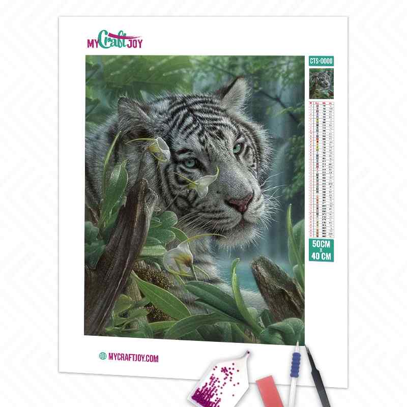 White Tiger - DIY Diamond Painting Kit