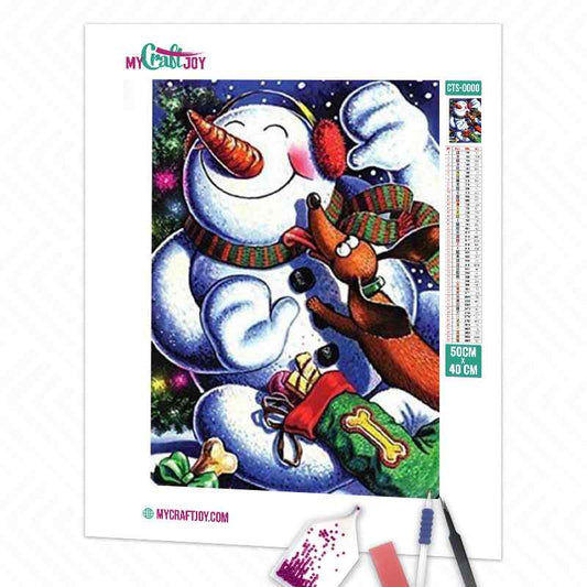 Snowman and Dog - DIY Diamond Painting Kit