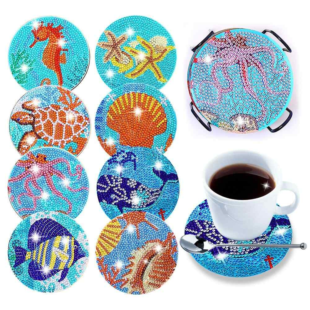 Sea Animals 8-pack - Diamond Painting Coasters