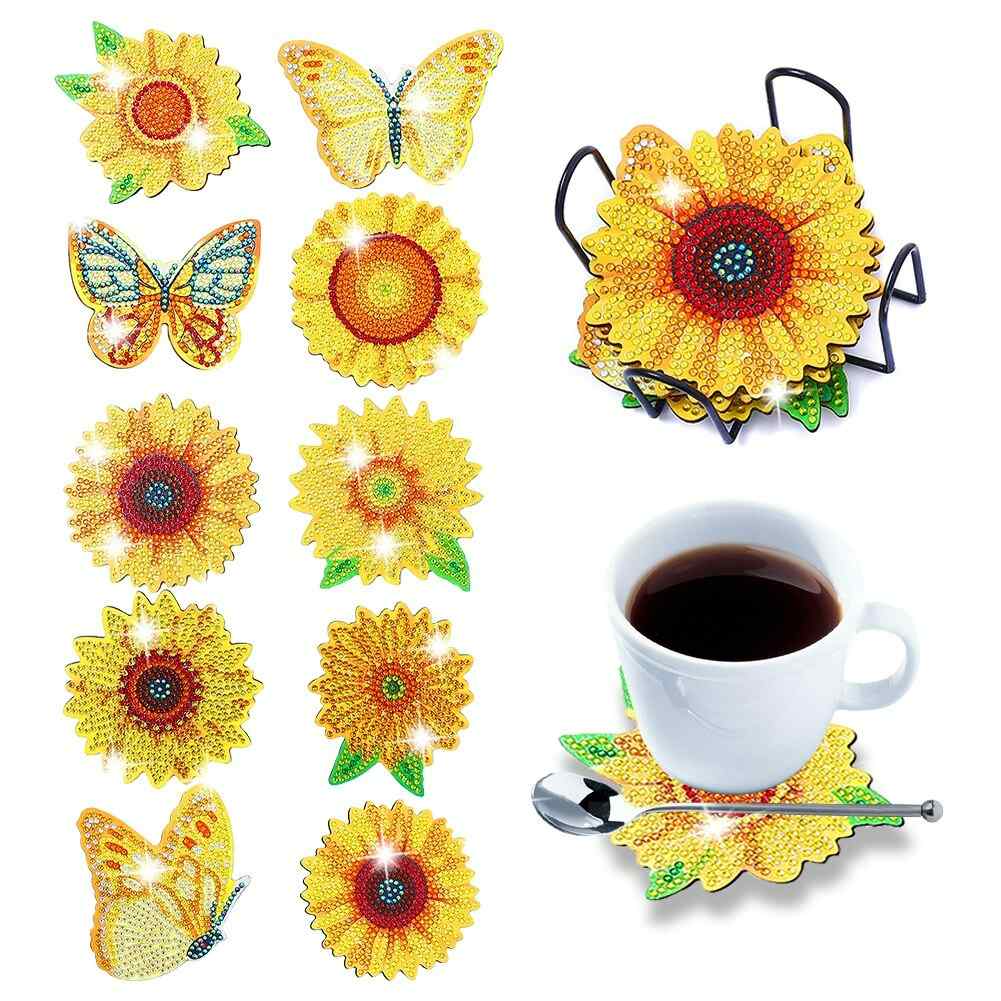 Flowers 10-pack - Diamond Painting Coasters