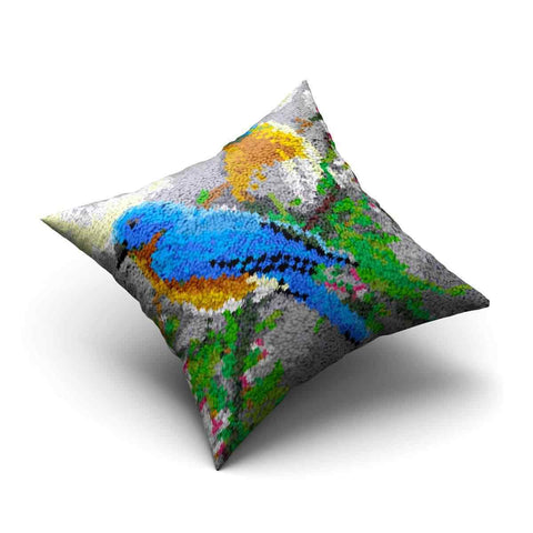 Couple Birds Pillowcase - (17x17in - 43x43cm) - DIY Latch Hook Kit