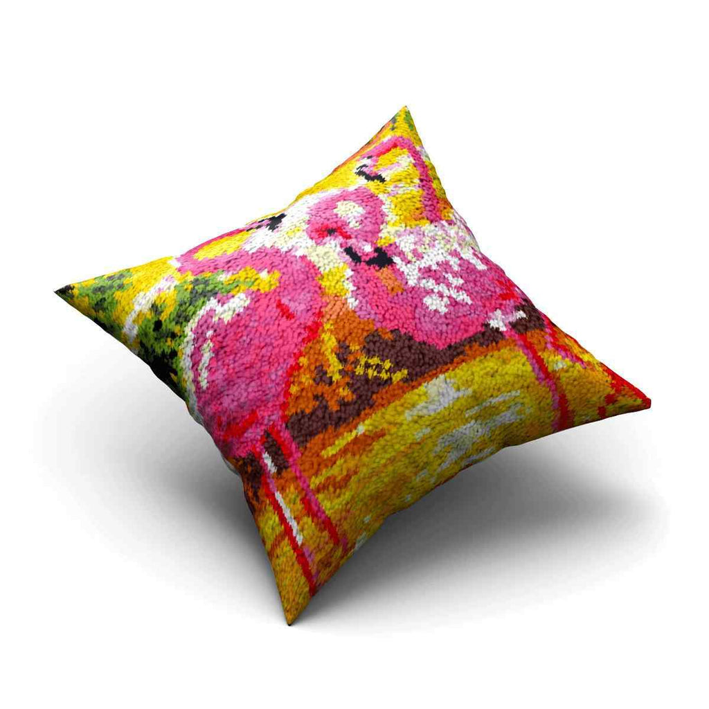 Flamingo Sunset Pillowcase - (17x17in - 43x43cm) - DIY Latch Hook Kit